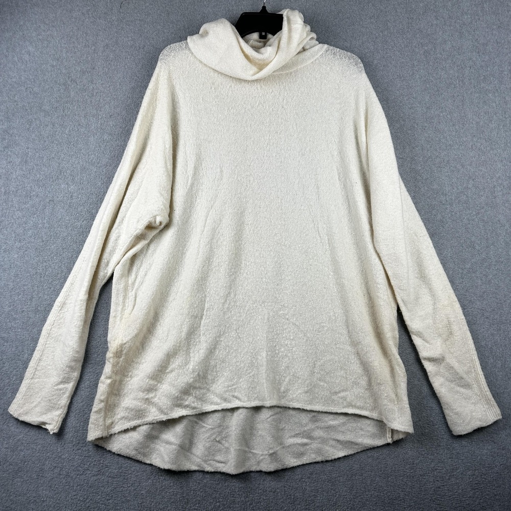 Vince Sweater Womens Large Ivory Cowl Neck Dolman Sleeve High Low Cashmere Wool